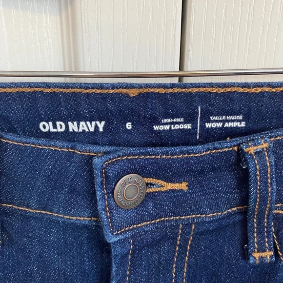 Old Navy Jeans Women’s Size 6 Size 6 Dark Blue High-Rise Wow Loose - Picture 5 of 15